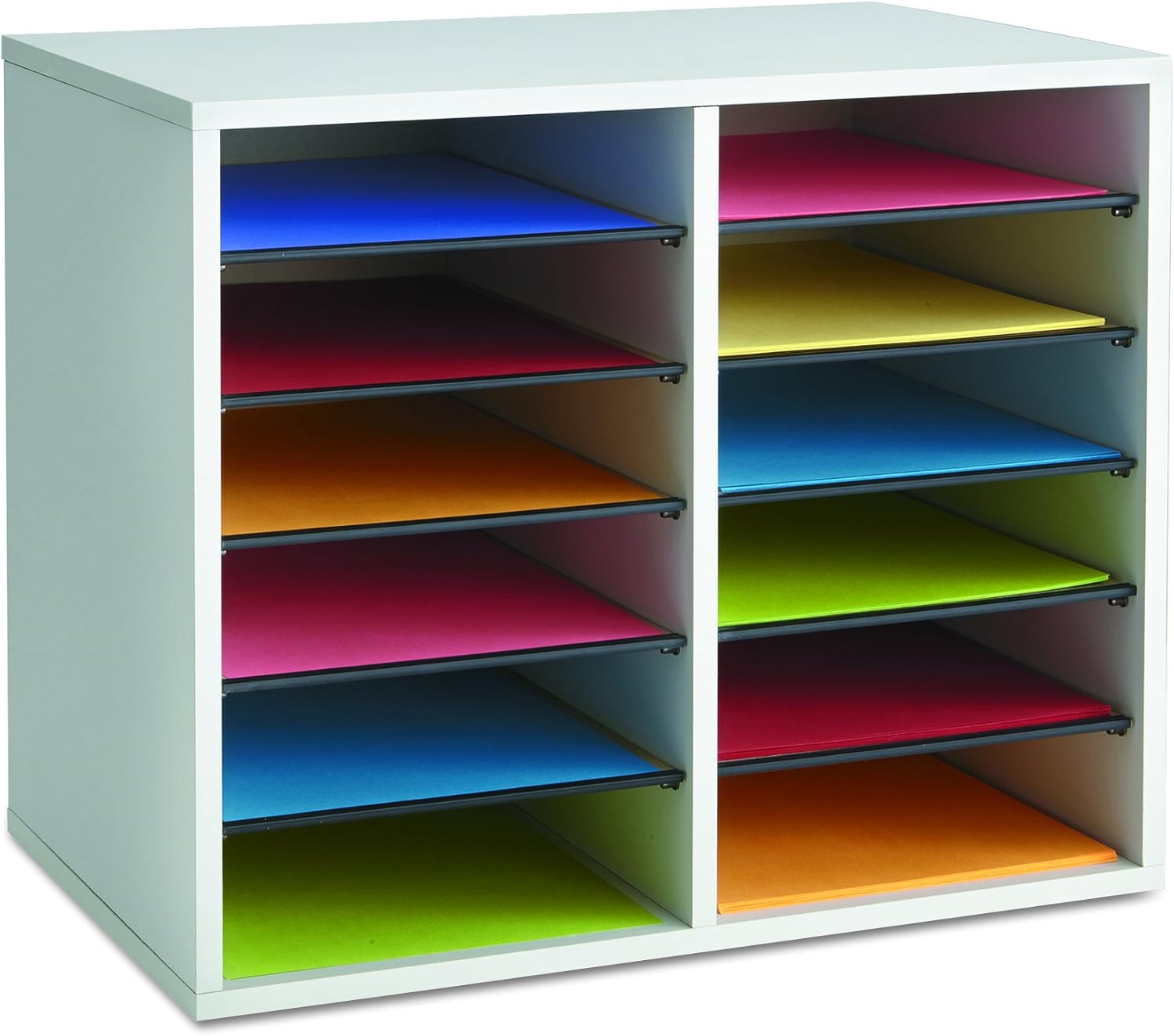 Safco Products Wood Adjustable Literature Organizer, 12 Compartment 9420GR, Gray, Durable Construction, Removable Shelves : Desk Organizer : Office Products