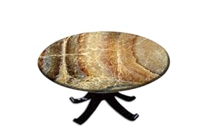 igoga sports Marble Fitted Tablecloth Round, Rustic Style Elastic Edge Table Cover, Polyester Table Pad Cloth for Indoor Outdoor Party Dinner Patio Decor Fits Tables Up to 24''