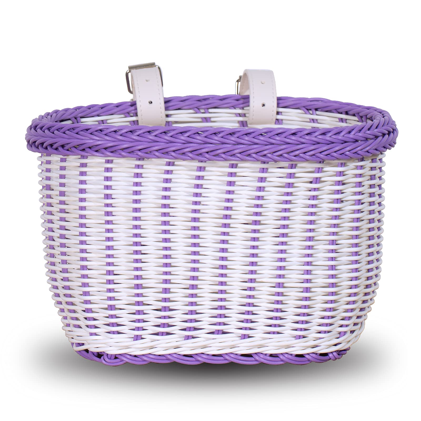 Bicycle Basket for 12 14 16 18 Inch Girls Bike, Front Handlebar Storage Basket for Girls, Water Resistant Basket, Bicycle Accessories, Purple & White’