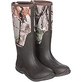 HISEA Men's Rain Boots, Waterproof Durable Insulated Rubber Boots for Men, 5 mm Neoprene Outdoor Mud Fishing Hunting Boots for Multi-Season (Black, Camo & Brown)