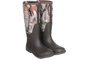 HISEA Men's Rain Boots, Waterproof Durable Insulated Rubber Boots for Men, 5 mm Neoprene Outdoor Mud Fishing Hunting Boots for Multi-Season (Black, Camo & Brown)