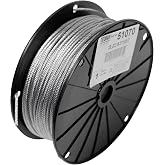 Tie Down 1/8" 7x7 Galvanized Steel Cable &ndash; 500 ft Spool | Made in USA Wire Rope for Handrails &amp; Hanging Projects