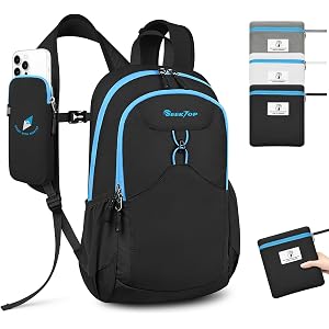 Seektop 15L Foldable Lightweight Hiking Backpack for Men and Women | Tear-Resistant Nylon Material, Front Wet-Dry Pocket, Sma