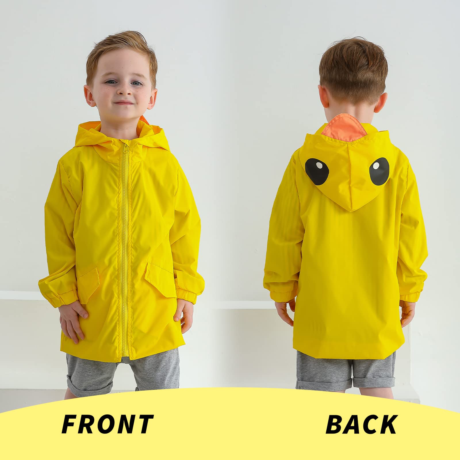 YOUNGER TREE Toddler Baby Boy Girl Duck Raincoat Cute Cartoon Hoodie Zipper Coat Outfit
