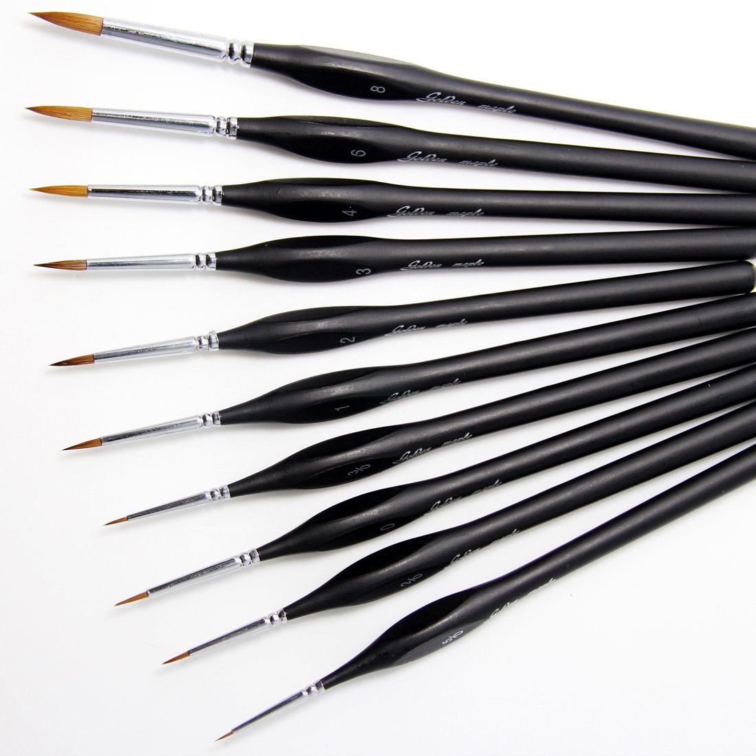 Round Kolinsky Sable Art Artist Paint Brush Short Triangle Birch Handle