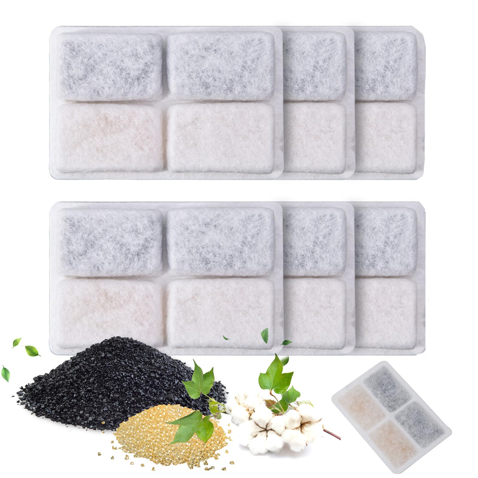 Hengu 6 Packs Carbon Filters of Cats Drinking Fountain, Replacement Filters with Resin & Active Carbon Keep Water Clear and Tasty for Automatic Water Drinking Fountain Dispenser (6 PCS)