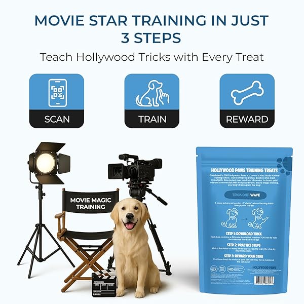 MOVIE MAGIC TRAINING FREE STUDIO-STYLE TRAINING IN EVERY BAG – SOFT & CHEWY DOG TRAINING BITES MADE IN USA – REAL BEEF & CHICKEN THE TREATS THAT TRAIN YOUR DOG-8 OUNCE (PACK OF 1), TRICK THREE: MARK