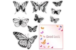 Threetols Butterfly Clear Stamps for Card Making, Animals Clear Rubber Stamps Butterflies Stamps for Holiday Card Making Decor DIY Scrapbooking Transparent Album Decor Paper Craft