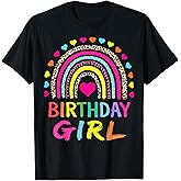 Birthday Girl Leopard Rainbow Birthday Party Family T-Shirt
