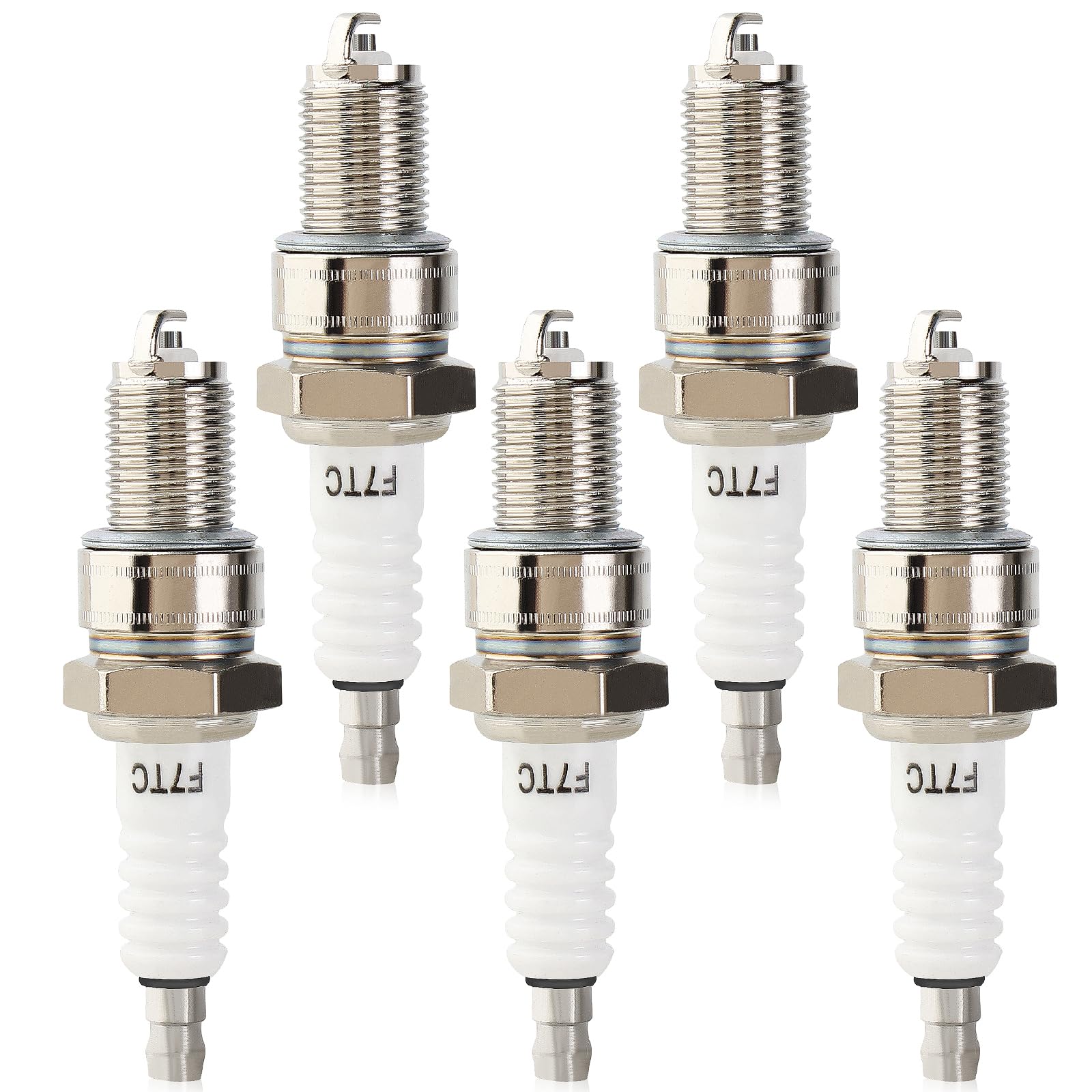QAZAKY Pack-of-5 Spark Plug F7TC for Generator GX120 GX160 GX200 GX240 GX270 GX340 GX390 GCV135 GCV160 GCV190 Go Kart Mini Bike Lawnmower Tractor Rototiller Water Pump Tillage Polishing Machine BP7ES