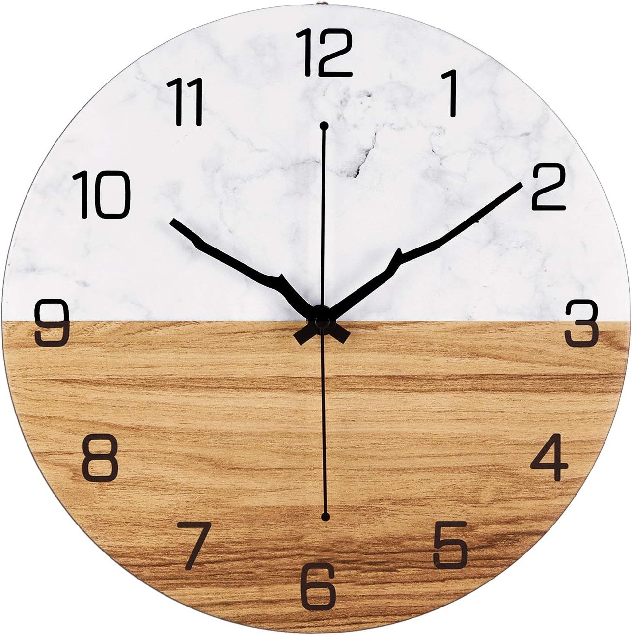 OURISE Modern Metal Wall Clock , 12 Inch Silent Non-Ticking Large Round Decorative Clocks for Living Room, Home, Office, School, Bedroom, Easy to Read ,Battery Operated (02)