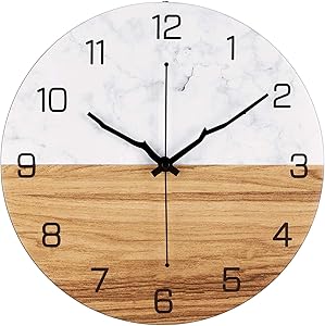 OURISE Modern Metal Wall Clock , 12 Inch Silent Non-Ticking Large Round Decorative Clocks for Living Room, Home, Office, School, Bedroom, Easy to Read ,Battery Operated (02)