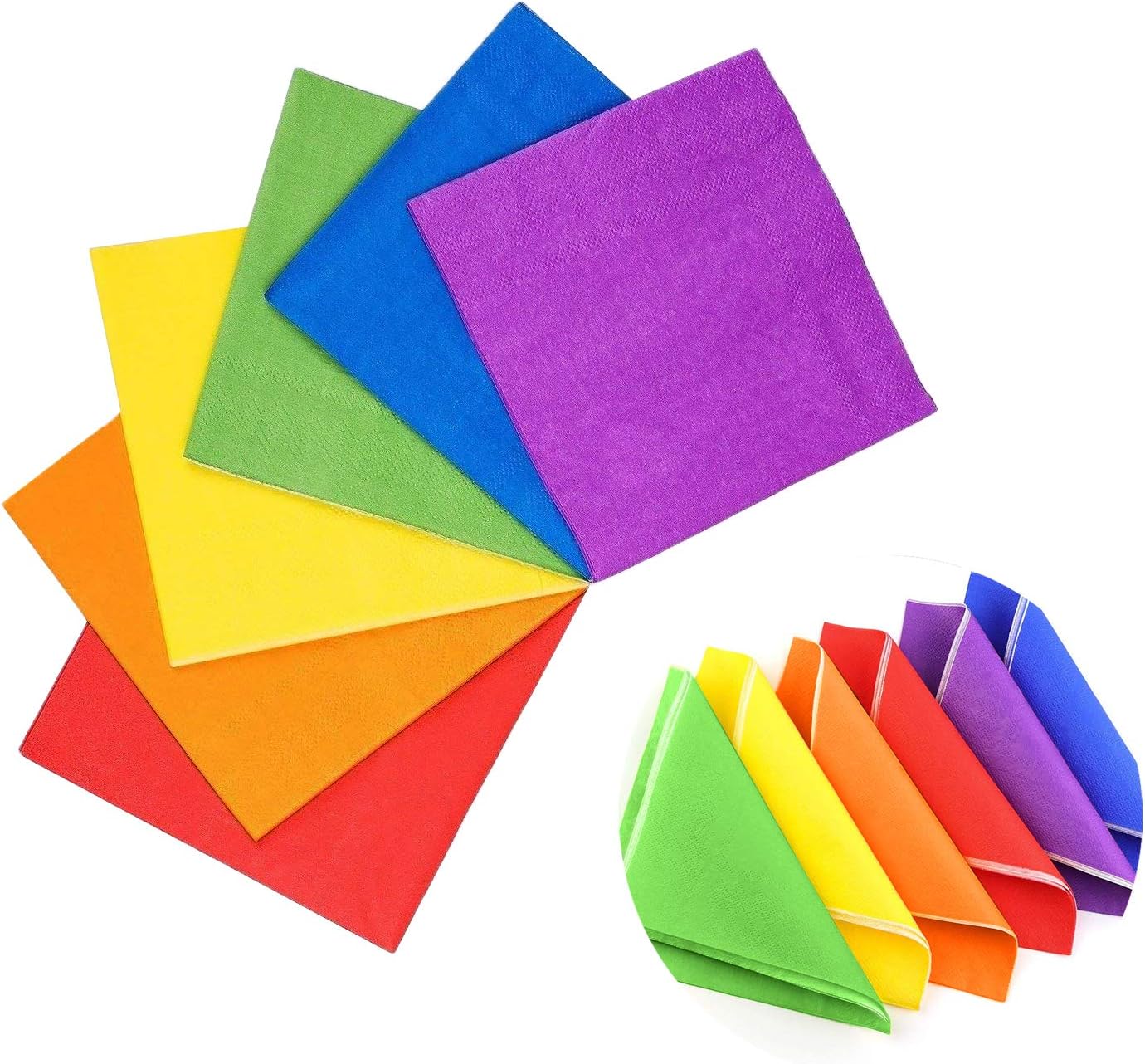 Zawtr Lot de 120 serviettes en papier carrées colorées à 2 plis pour