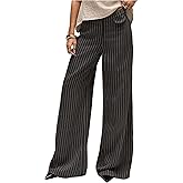 Milumia Women's Striped Wide Leg Palazzo Pants Low Waist Loose Casual Work Trousers