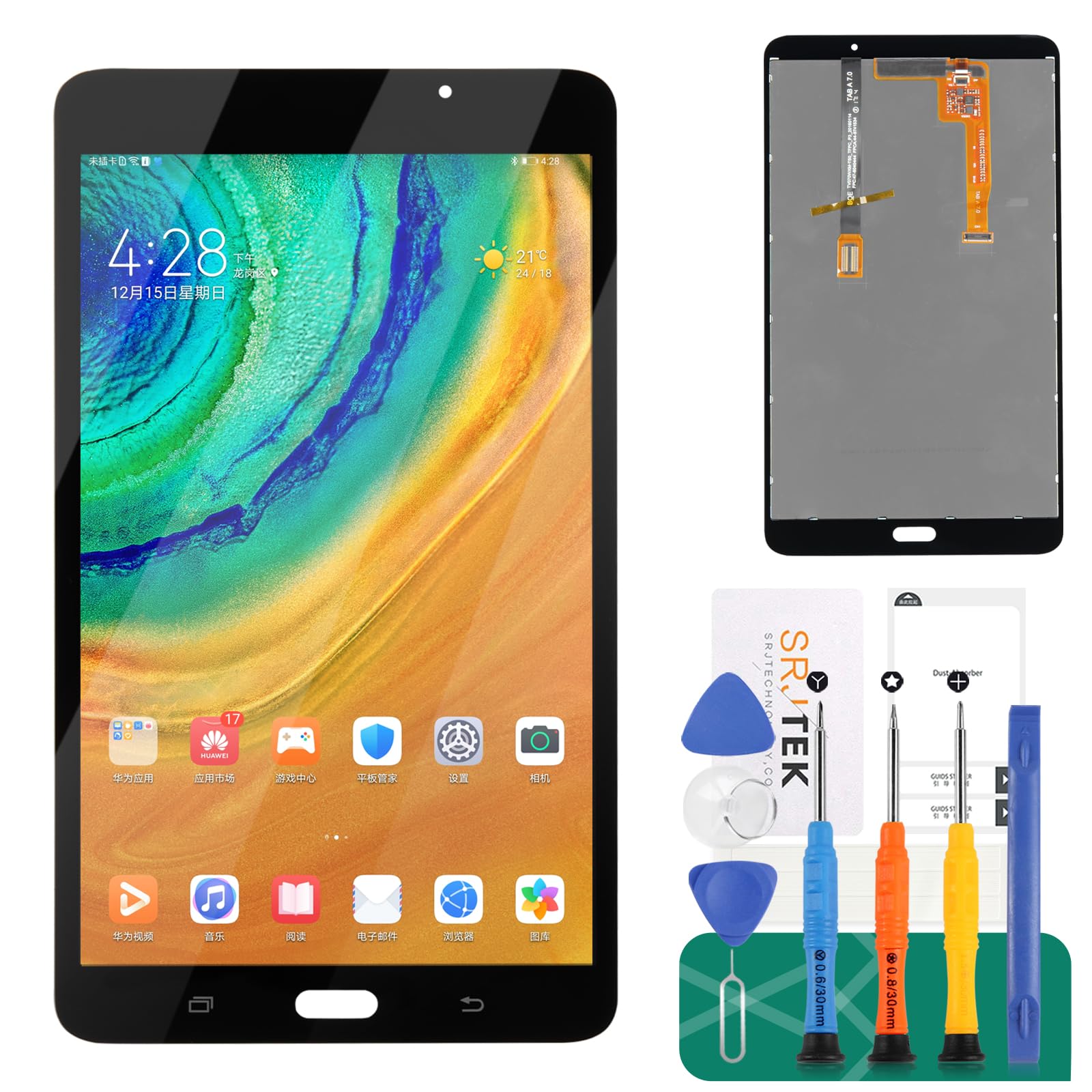 Screen Replacement For Samsung Galaxy SM-T280 LCD Display Touch Digitizer Panel Full Assembly Compatible For Tab A 7.0 Wi-fi Tablet (Not for 3G version & T285 & No Earpiece Hole) (White)