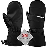 Winter Ski Mittens Men & Women Snow Warm Insulated Waterproof Windproof for Cold Weather and Snowboarding with Zipper Pocket