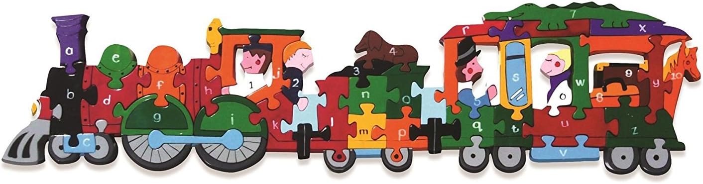 Wooden Train Handpainted Alphabet Jigsaw Handmade in Ireland
