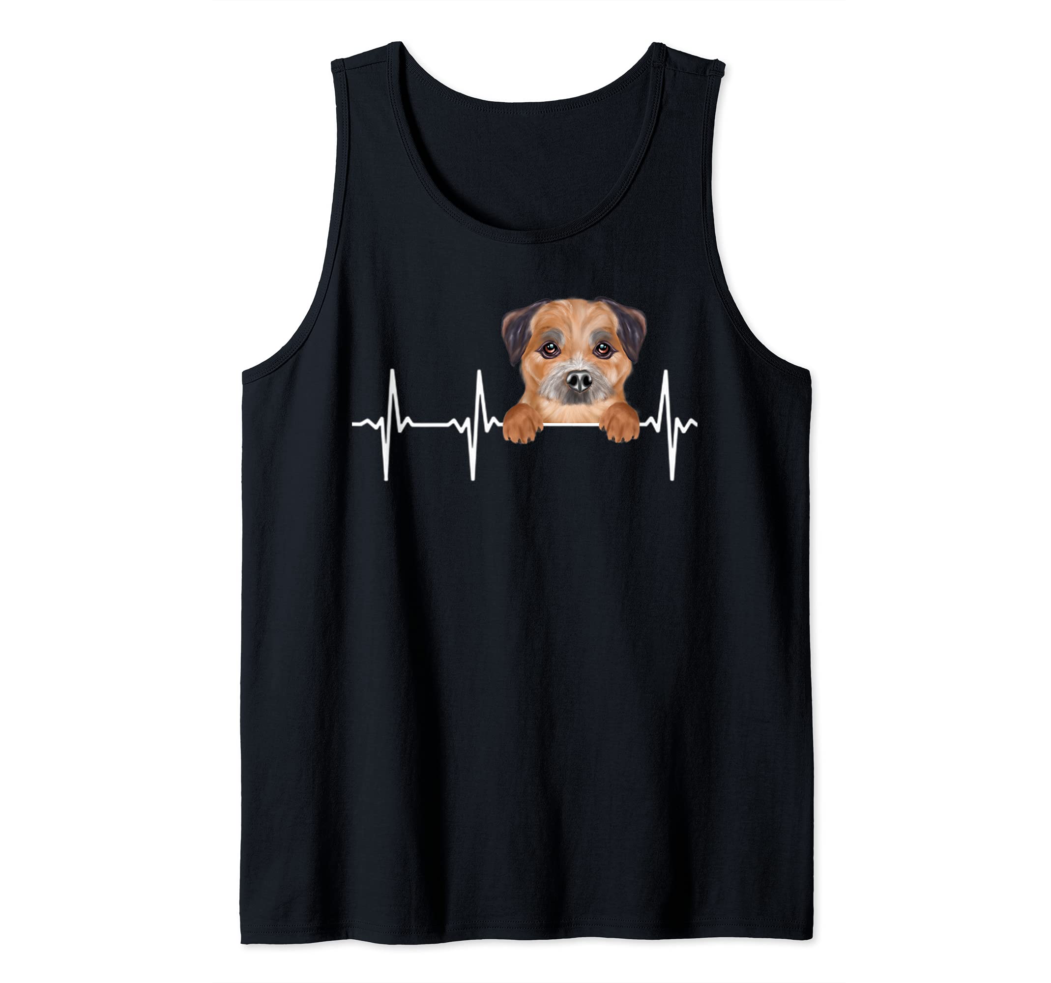 Funny Dog Heartbeat For Border Terrier Lovers Tank Top