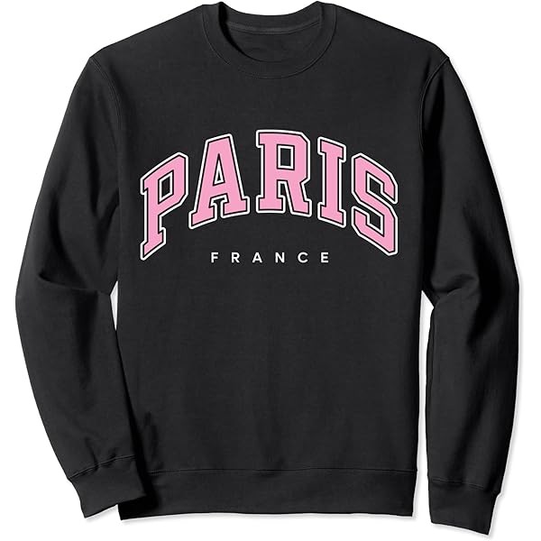 Amazon.com: Paris France Varsity Style Pink Text Sweatshirt