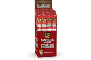 Long John Snacks Smokies Pickled Smoked Sausage Links - Premium USA Pork & Beef Sticks - High-Protein Individually Wrapped Meat Snacks - Low Carb, Gluten-Free, Keto Snack - Pickled Polish, 24 Pack