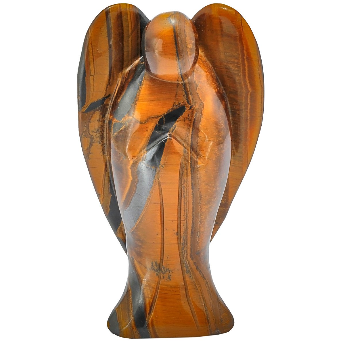 Nupuyai 3" Tiger's Eye Guardian Crystal Angel Statue, Love Pocket Carved Angel Figurine Spiritual Healing Stone Ornament for Home Office Decor