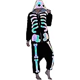 Skeleton Adult Animal Onesie Pajamas – Unisex Fleece Cosplay Costume Sleepwear for Halloween & Home Wear