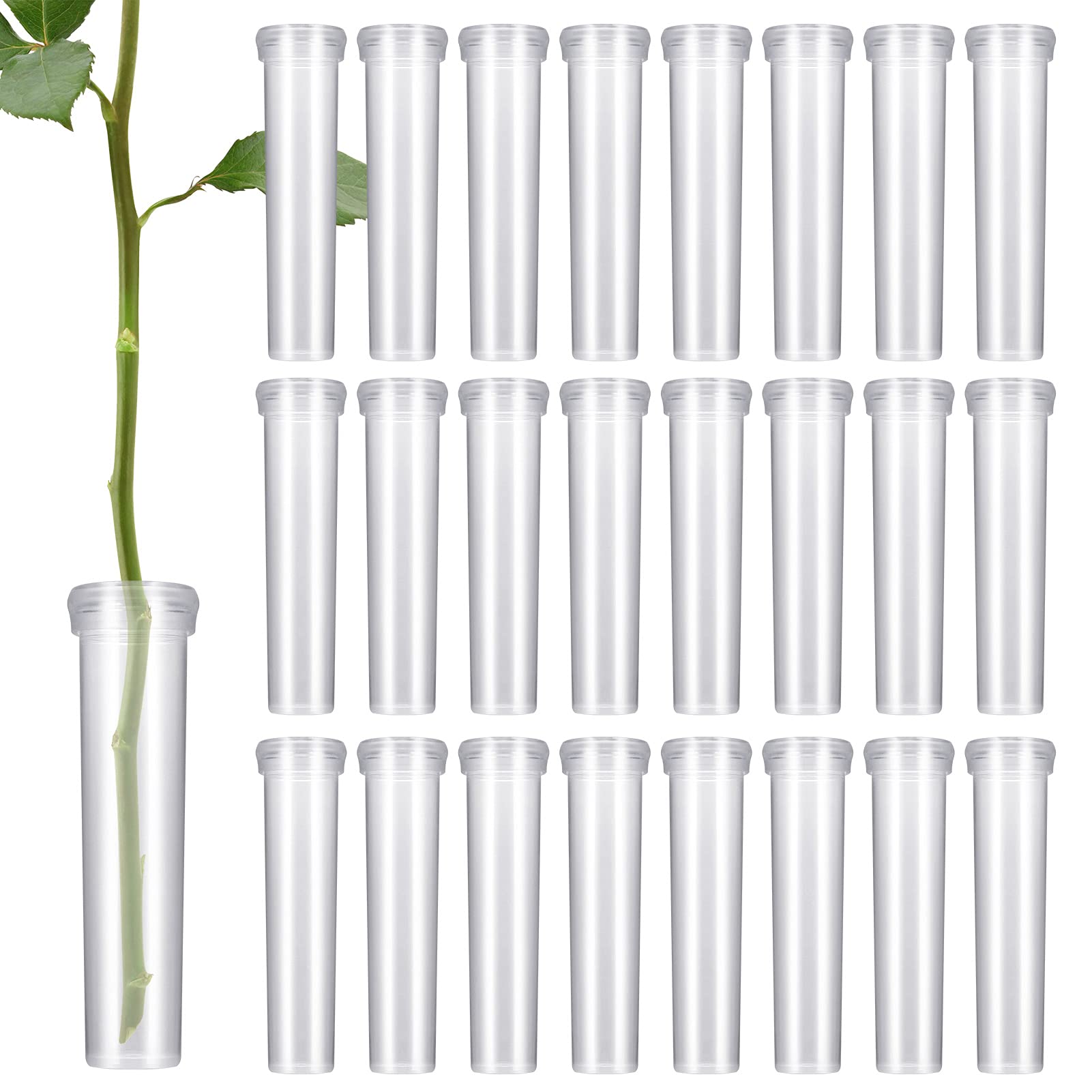 Zocipro 100Pcs Floral Tubes, 10ml Plastic Clear Tubes with Lids for Flower Decoration and Arrangements (2.8x0.7 Inch)