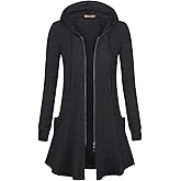 Miusey Womens Zip Up Long Hoodie Jacket Lightweight Tunic Sweatshirt Open Front Cardigan