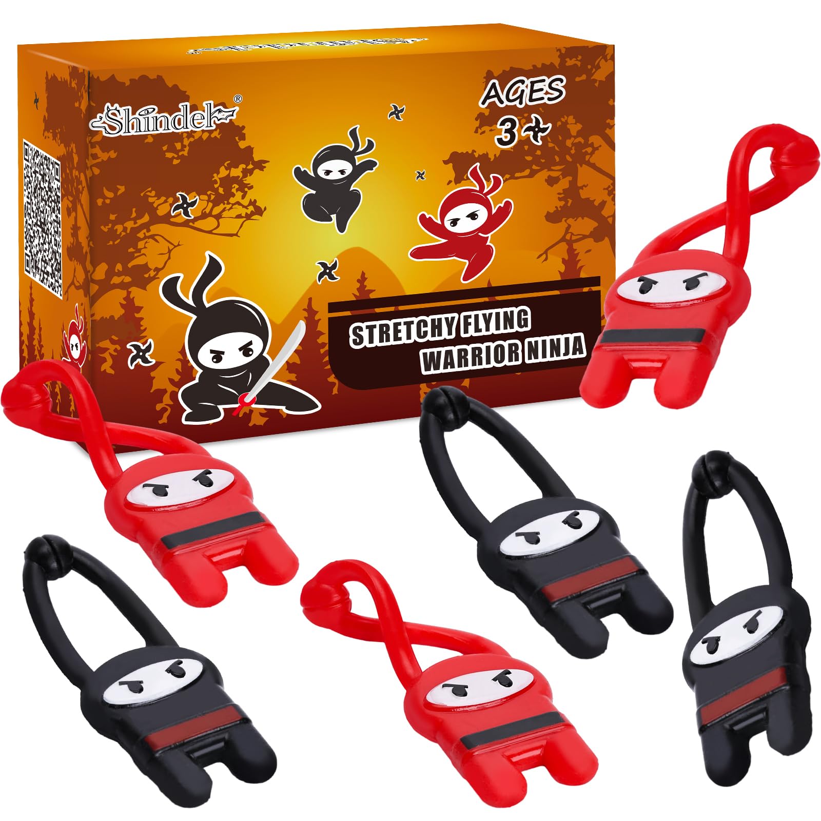 Shindel 40PCS Flying Ninjas, Elastic Slingshot Ninja Toys for Kids Goodie Bag Fillers, Treasure Box Toys for Classroom, Party Favors