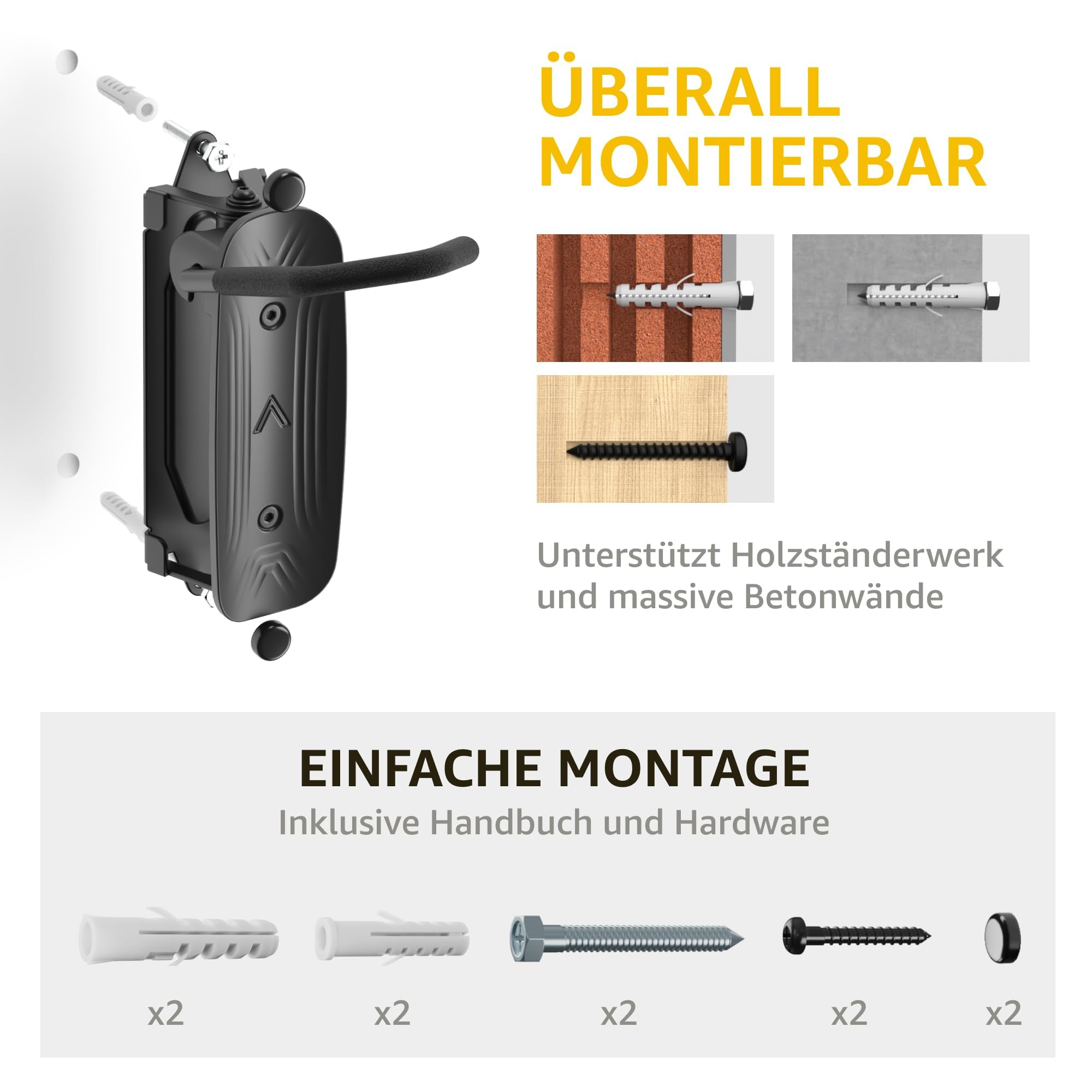 monTEK Schwenkbare Fahrrad Wandhalterung, Fahrradständer für die Garage, Fahrradhalterung Wand, platzsparender Wandfahrradständer, Vertikaler Fahrradständer, Hält bis zu 30 kg, Schwarz 3