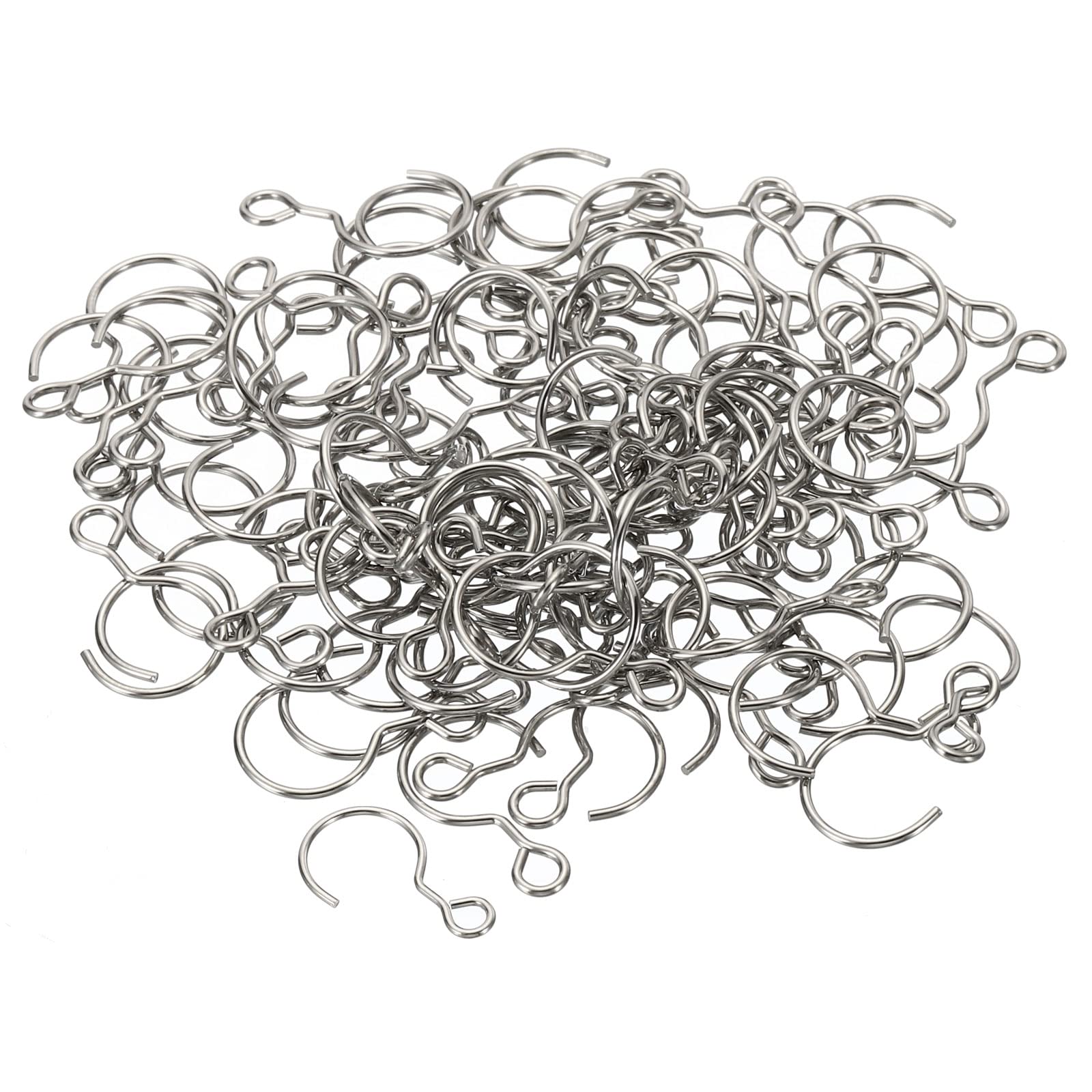 PATIKIL Curtain S Shape Hook, 100 Pack 6mm Open Width Mini Stainless Steel Ornament Hooks for DIY Crafts Chandelier Christmas Tree Accessories, Silver
