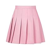 Women's Novelty Pink Pleated Skirt Mini High