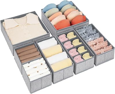 DIMJ 7Pack Clothes Drawer Organisers Foldable Wardrobe Storage Dividers