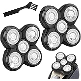 2 Pack Replacement Blades for Freebird Head Shaver | 5-Blade Electric Razor Refills for Bald Men Freedom Grooming + 1 Cleaning Brush