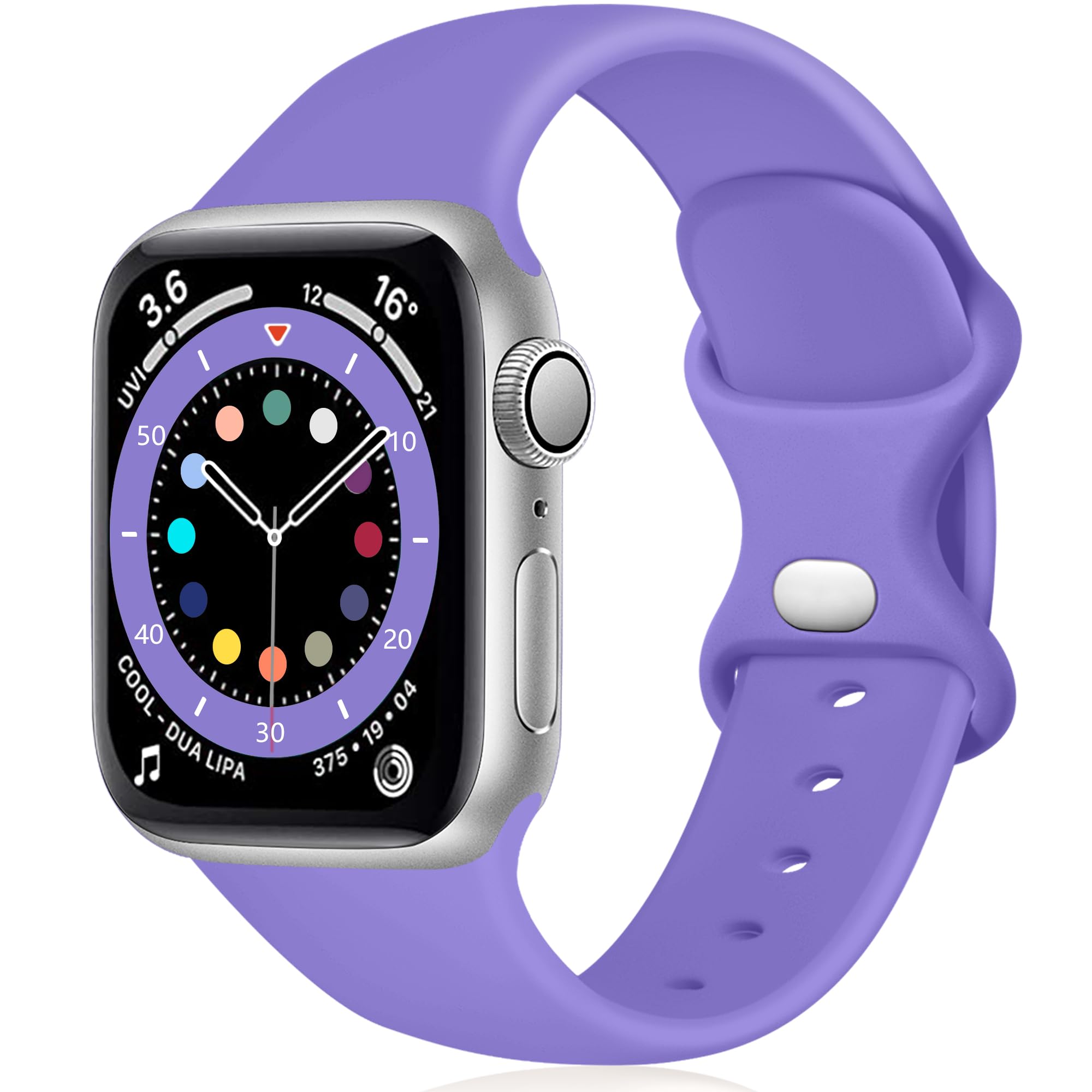 Epova Silicone Strap Compatible with Apple Watch Strap 40mm 38mm 41mm, Replacement Straps for iWatch SE Series 11 10 9 8 7 6 5 4 3 2 1, Bright Purple, Large — image 1
