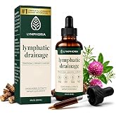 Lymphoria Lymphatic Drainage Drops for Bloat Relief &amp; De-Puff &ndash; Cleavers, Red Clover, Stillingia Root &amp; Prickly Ash Bark &ndash; Lymph Node Detox Cleanse, Fluid Retention &ndash; Alcohol-Free, Vegan, 2 Fl Oz