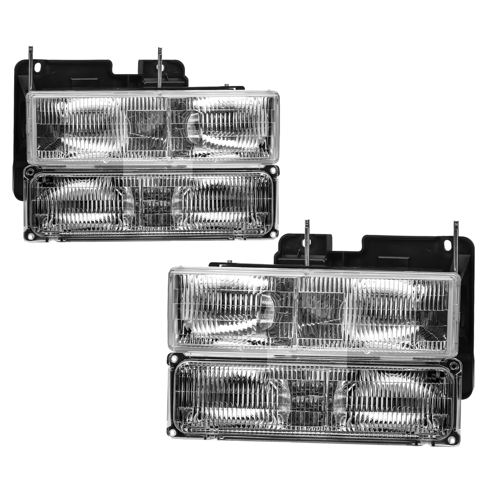 Photo 1 of 4Pcs Headlights Assembly compatible with 1994-1999 Chevy GMC C/K Silverado 1500 2500 3500 Suburban Yukon with Bumper Lamp,Replace GM2520128 GM2521128