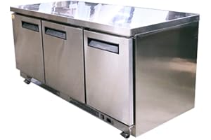 cooler depot Commercial Under Counter Refrigerator 3 doors 72 Inches Width 15.5 Cu. Ft. 3 Shelves Stainless Steel 33°F~41°F 115V/60HZ -KTR-72B