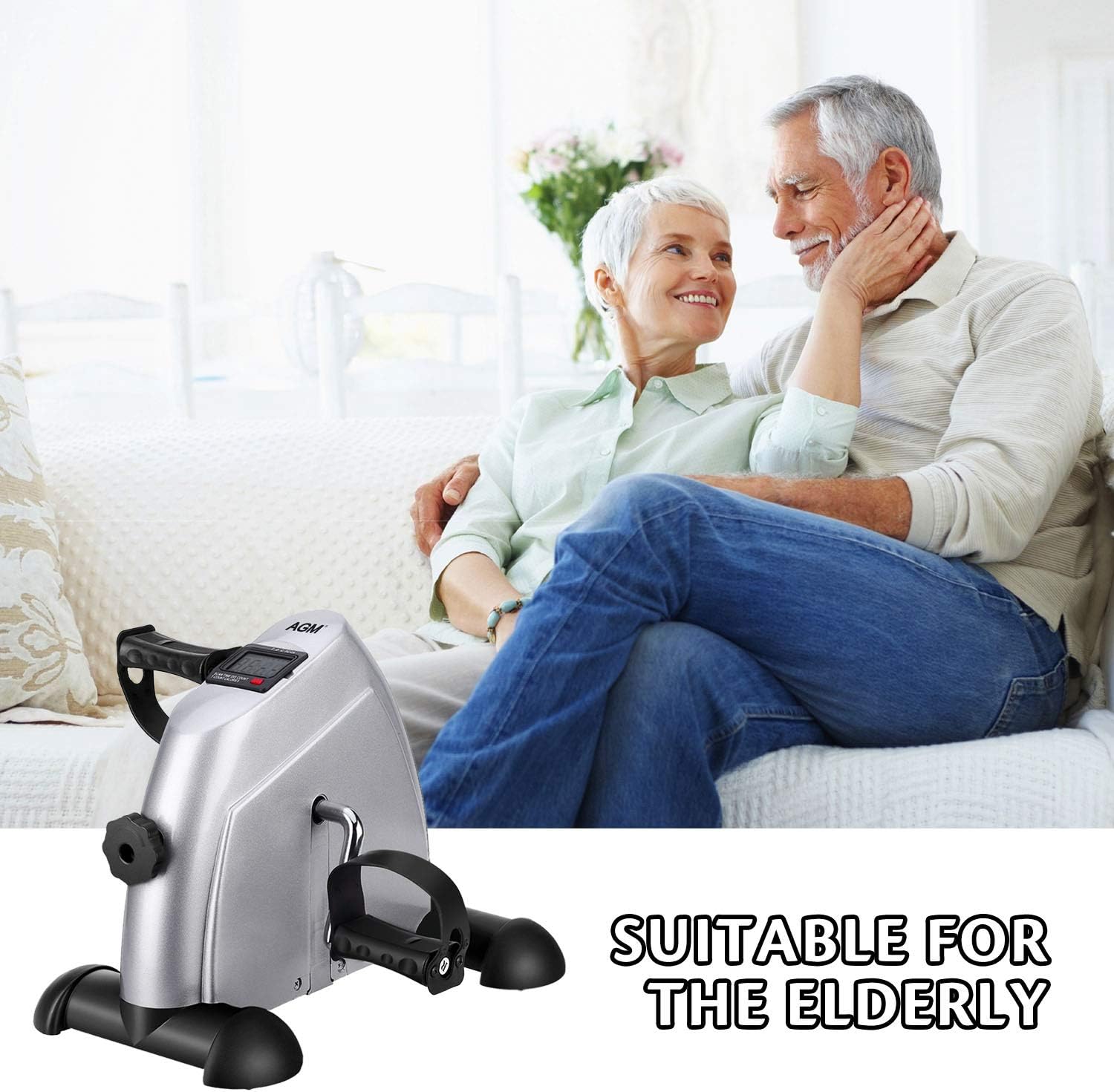 AGM Mini Exercise Bike Pedal Sit Down, Under Desk Bike with LCD Display for Legs and Arms Non-Slip Mat Included - Image 4