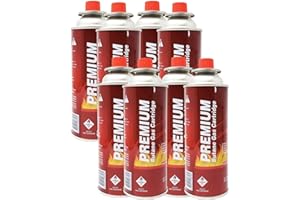 LAVOHOME Butane Fuel Canisters for Portable Camping Stoves, Gas Burners, UL Listed, 8 oz. Per Canister - Set of 8