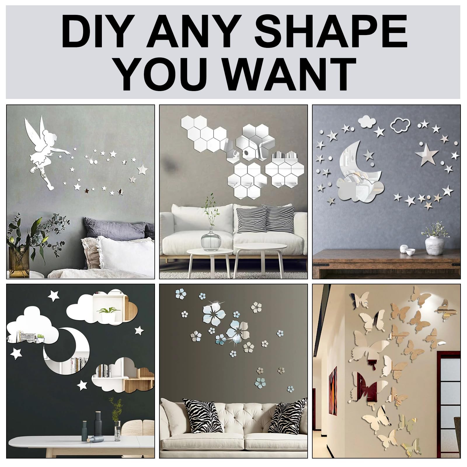 Frddiud 4 Pcs Silver Mirror Acrylic Sheets, 11.8 x