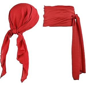 FeelfunFeather Halloween Pirate Costume Accessories for Women Men Cosplay | Medieval Costume Set with Pirate Bandana Headscar