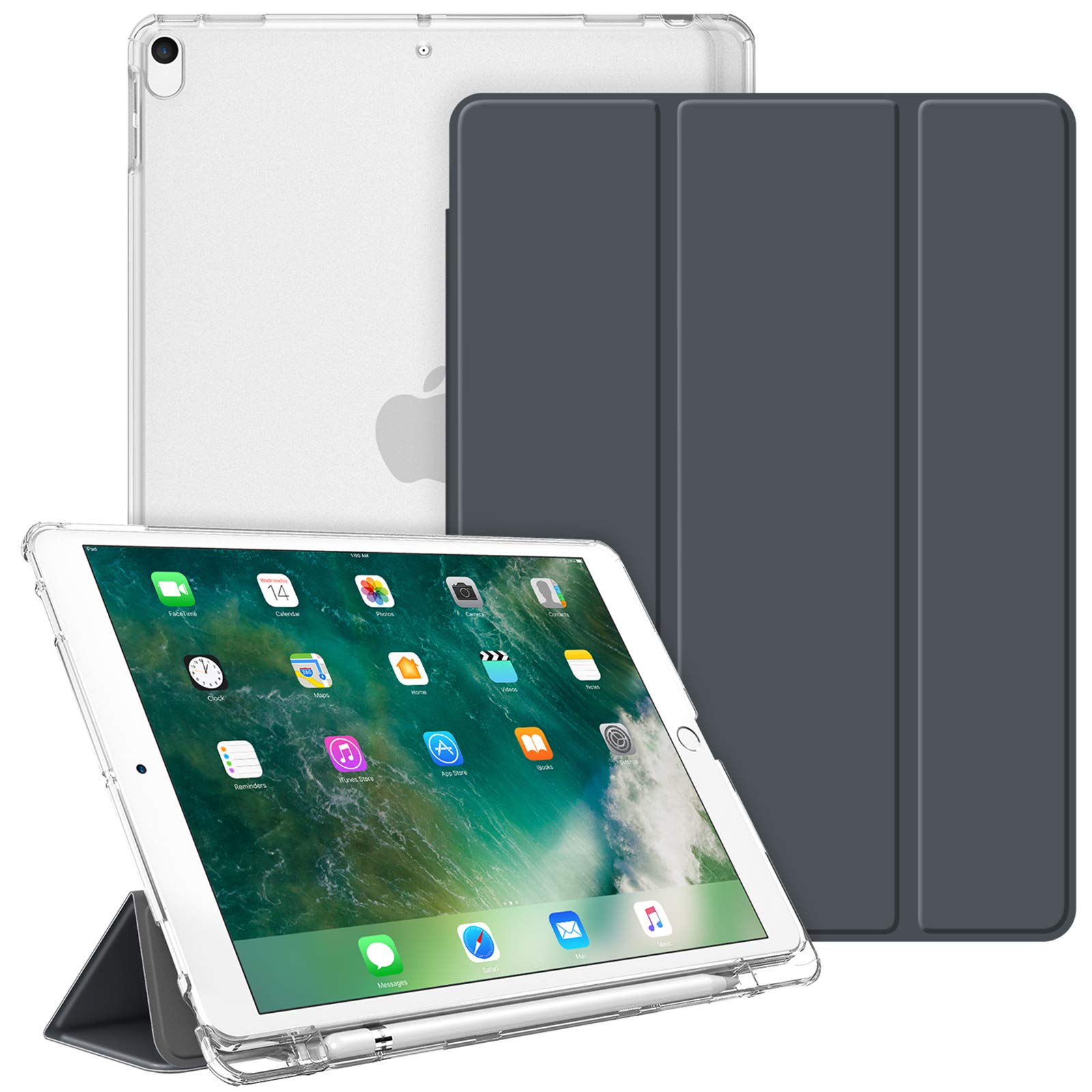 FINTIE Case Compatible with iPad Air 3rd Generation (2019)/ iPad Pro 10.5 (2017) - Lightweight Standing Slim Shell with Frosted Back Cover, Auto Wake/Sleep, w/Pencil Holder, Space Grey