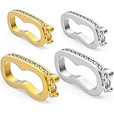 OHINGLT Necklace Shortener Clasp,Pearl Enhancer Push Clasp with Secure Lock,Pearl Necklace Shortener with Cubic Zirconia Diamond for 6-8MM Beaded