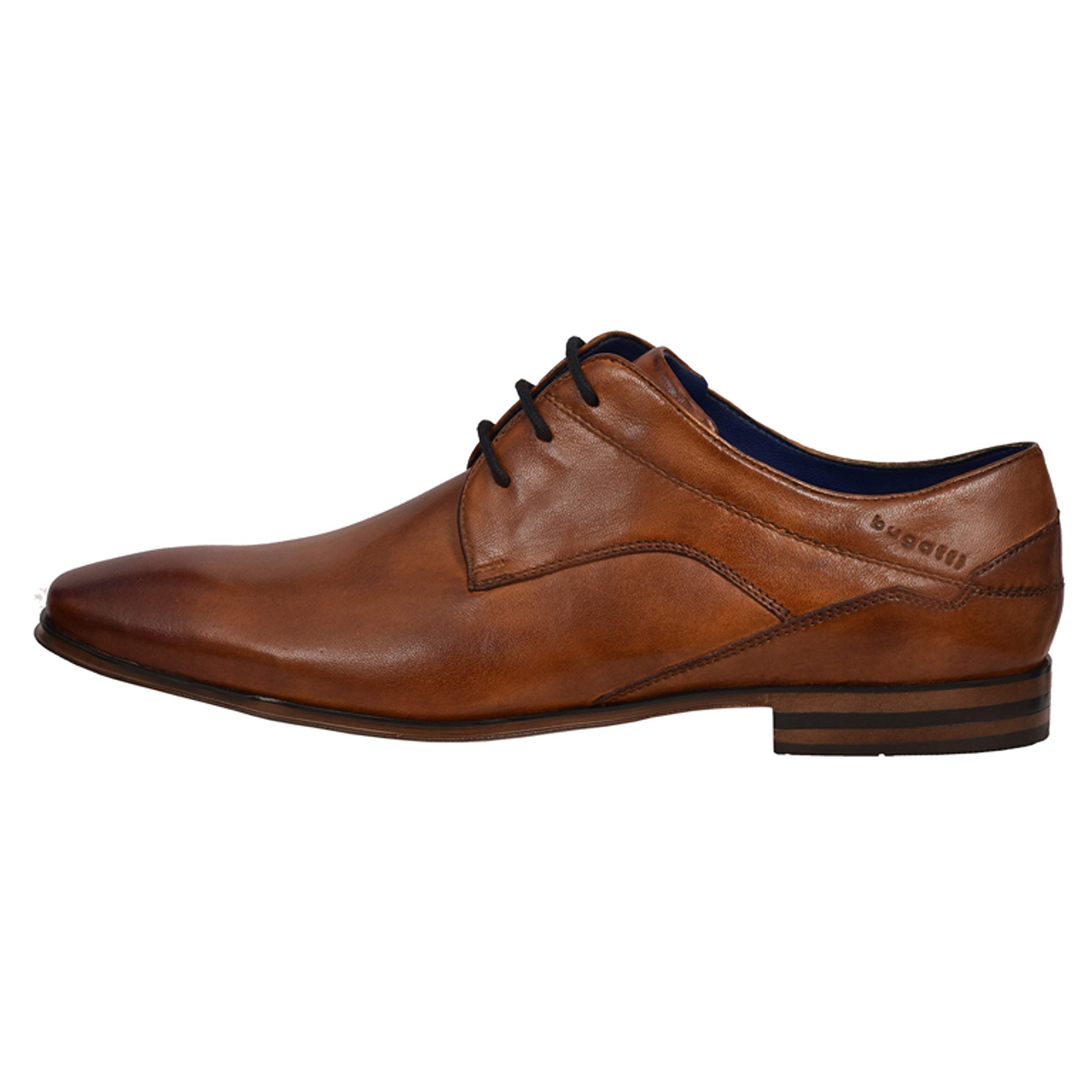 bugatti Herren Business Halbschuh aus Hochwertigem Leder, Derby mit Eleganter Liniengestaltung, Cognac, 40 EU 3