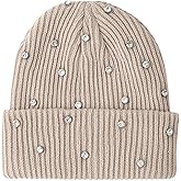 Julpsk Luxury Shiny Rhinestone Beanie Winter Daily Cuffed Ribbed Knit Hat for Women Men