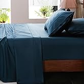 Overket Extra Deep Pocket King Sheets 18-24 Inch 1000 Thread Count 100% Egyptian Cotton Sateen Weave Soft Breathable 4 Pieces(King,Navy)