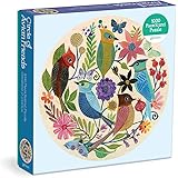 Galison Circle of Avian Friends 1000 Piece Round Puzzle from Galison - Challenging Puzzle with Stunning Art of Birds and Flow
