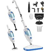 Steam Mop for Floor Cleaning, 10in1 Multi Purpose Handheld Steamer Cleaner Detachable for Vinyl, Laminate, Carpet, Tile Hard Floor Grout w/ 2 pad, 23ft Cord, 15oz Tank, Adjustable Steam & Height