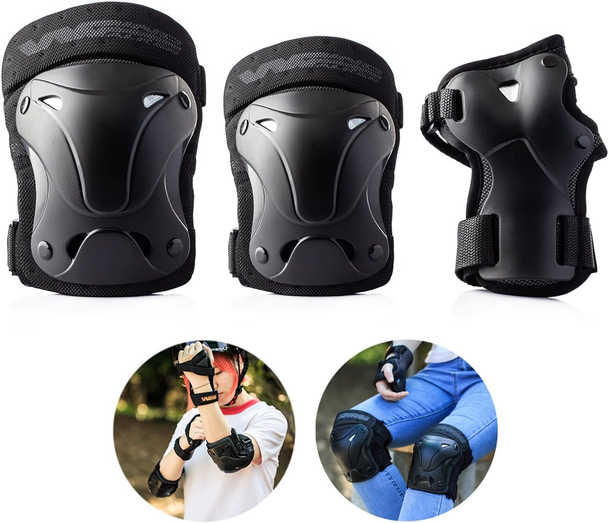 Windwalker Knee Pads Elbow Pads Wrist Guards Protective Gear Set Rinding, Cycling Multi Sports Safety Protection: Scooter, Skateboard, Bicycle, Inline skatings